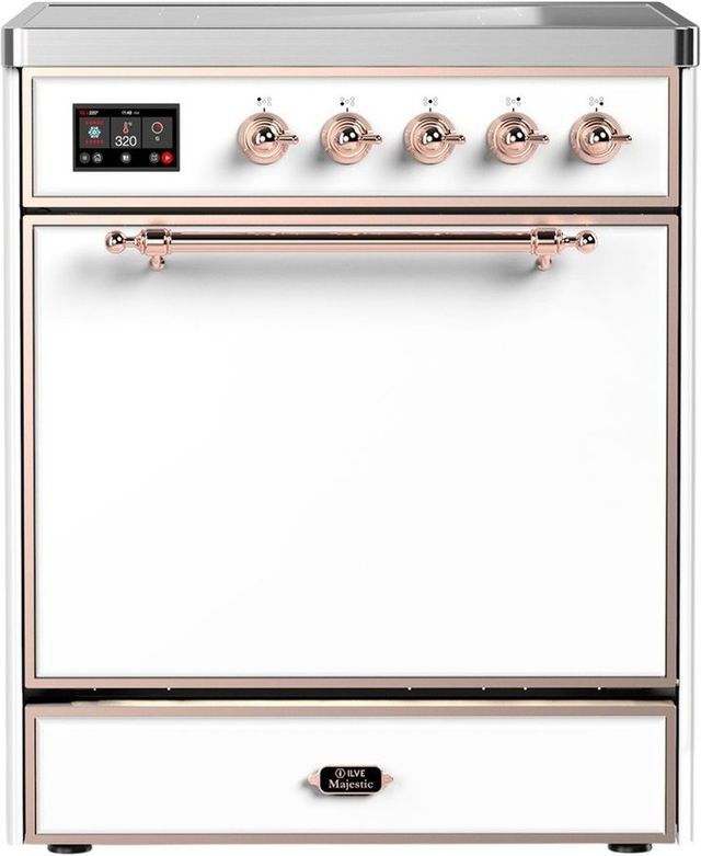 ve® Majestic III 30" White Pro Style Induction Range with Solid Door and Copper Trim-0