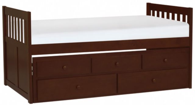 Homelegance® Rowe Dark Cherry Twin Over Twin Trundle Bed-0