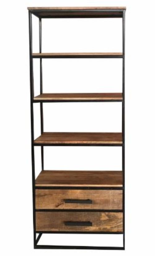 Jaipur Furniture Industrial Sawn 2-Drawer Bookcase-0