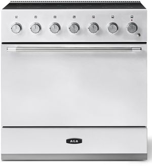 front view of the AGA Mercury 36" White Freestanding Induction Range
