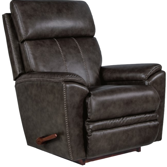 La Z Boy Talladega Shitake Leather Manual Rocking Recliner Economy Furniture