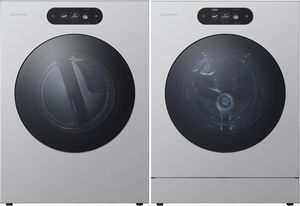 LG Signature Brushed Platinum Steel Front Load Washer & Electric Dryer Laundry Pair