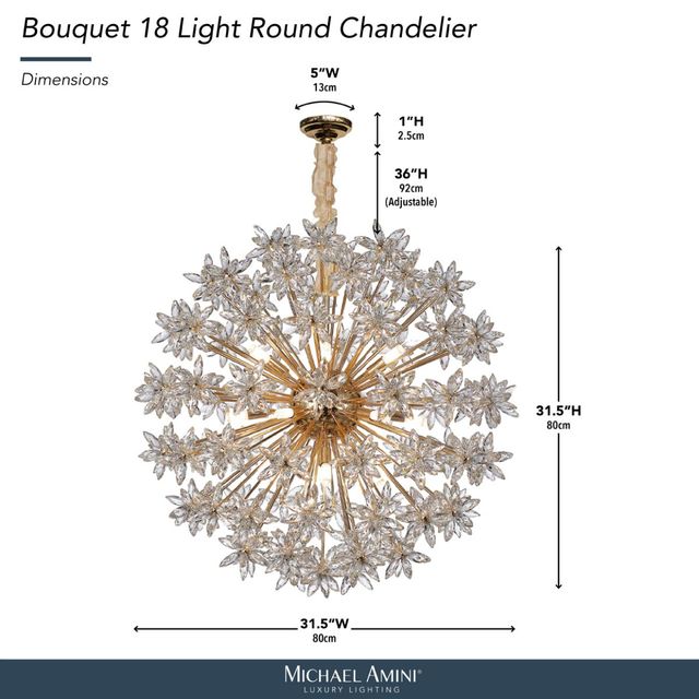 Michael Amini® Bouquet Gold 18-Light Round Chandelier-2