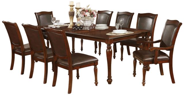 Furniture of America® Sylvana 9-Piece Brown Cherry Dining Table Set-0