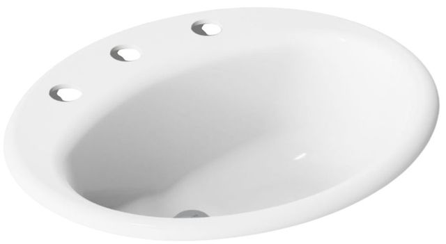 Kohler Farmington® White 19.25" Widespread Oval Drop-In Bathroom Sink-0