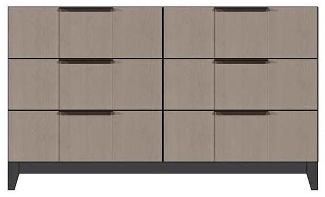 Country View Woodworking Customizable American Modern 56" 6-Drawer Black Bar Wood Legs Dresser-0