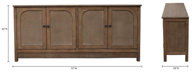 Nest Home Collections Blake Antique Natural/Rattan Four-Door Cabinet-2