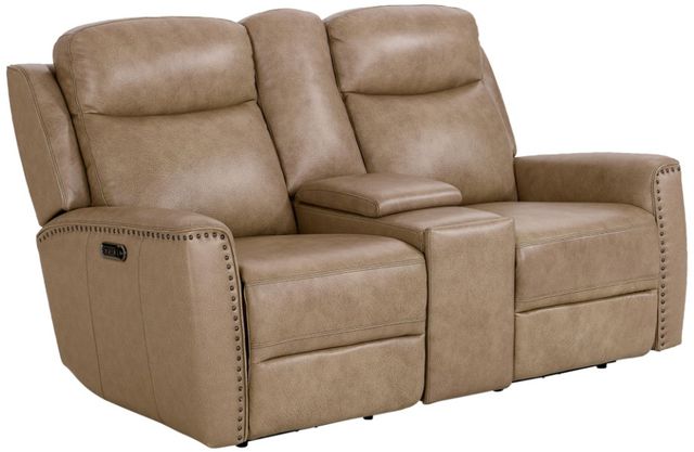 Bassett® Furniture Club Level Douglas Wheat Power Reclining Loveseat with Console-0