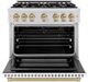ZLINE Select Autograph Edition 36" Stainless Steel Convection Pro Style Gas Range with White Matte Door and Champagne Bronze Accents-1