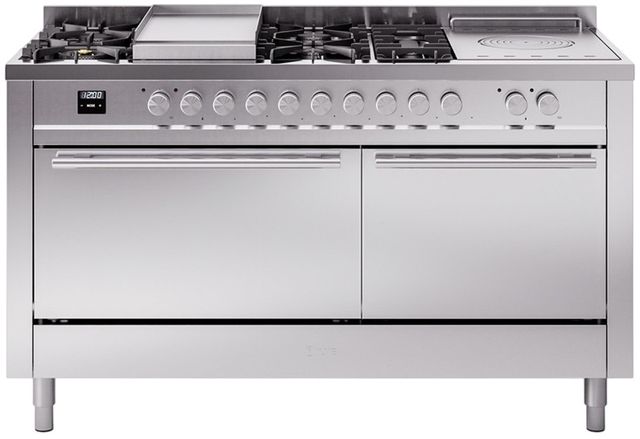 Ilve® Professional Plus II 60" Stainless Steel Pro Style Dual Fuel Range-0