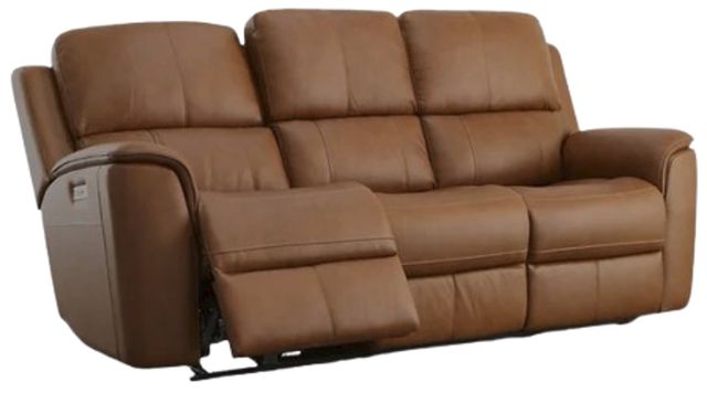 Flexsteel® Henry Caramel Power Reclining Sofa with Power Headrests and Lumbar-3