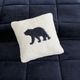 Olliix by Woolrich Alton Navy and Ivory Full/Queen Polyester Solid Velour to Berber Comforter Set-1