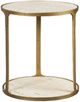 Uttermost® Clench Beige Side Table with Antique Brass Frame-0
