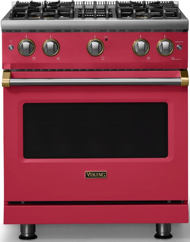 Viking® 5 Series 30" Valentine Pro Style Gas (NG) Range with Brushed Brass Trim-0