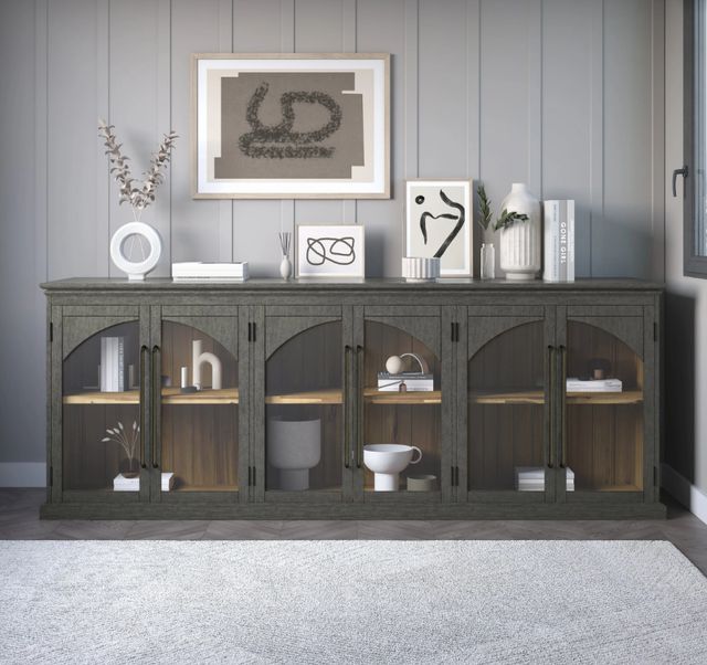 Jofran Inc. Archdale Gray 6-Door Gothic Arch Accent Cabinet-1
