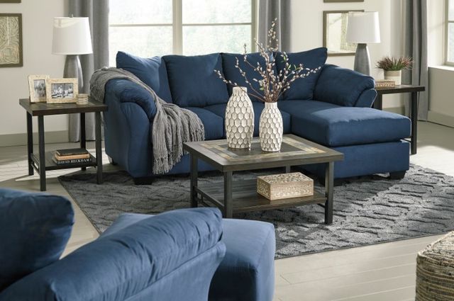 Signature Design by Ashley® Darcy 2-Piece Blue Sectional with Ottoman-3
