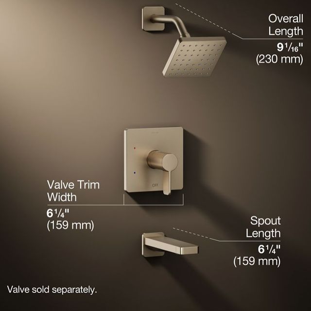 KOHLER® Parallel® Rite-Temp® Vibrant Brushed Bronze 2.5 GPM Bath and Shower Trim Kit-2