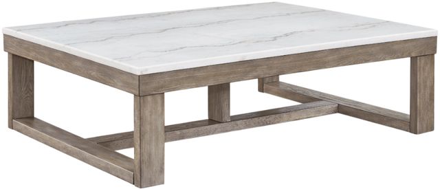 Signature Design by Ashley® Loyaska Ivory Cocktail Table with Brown Base -0