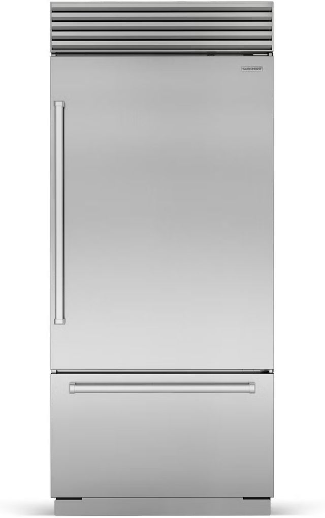 Sub-Zero® Classic Series 36" 20.7 Cu. Ft. Stainless Steel Right Hinge Built-In Bottom Freezer Refrigerator Internal Water Dispenser-0