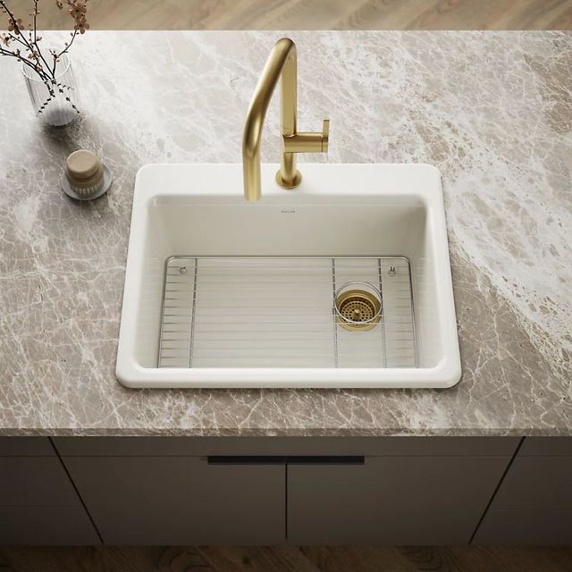 KOHLER® Riverby® Biscuit 27" 1-Faucet Hole Top-Mount Single-Bowl Kitchen Sink-1