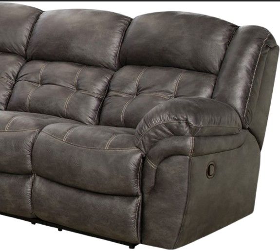 HomeStretch Frontier Charcoal 3-Piece Manual Reclining Sectional-3