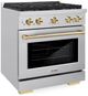 ZLINE Autograph Edition Paramount 30" Stainless Steel Pro Style Dual Fuel Range with Polished Gold Accents-2