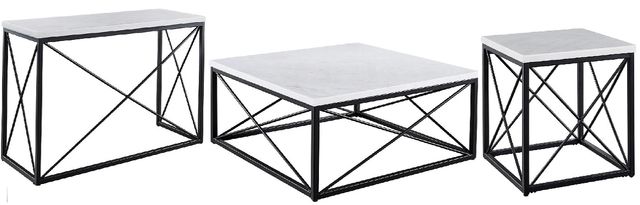Steve Silver Co. Skyler 3-Piece White Top Occasional Table Set with Black Base-0