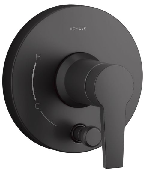 KOHLER® Pitch® Rite-Temp® Matte Black Valve Trim with Push-Button Diverter-0