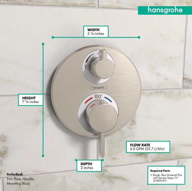 Hansgrohe Ecostat S Polished Nickel Thermostatic Trim with Volume Control-2