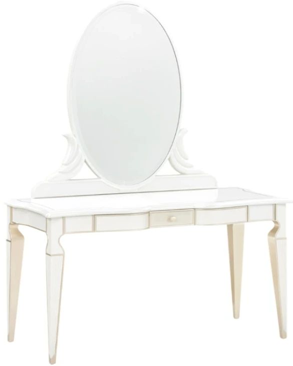 Michael Amini® La Marisia Creamy Pearl Vanity Desk and  Mirror-0