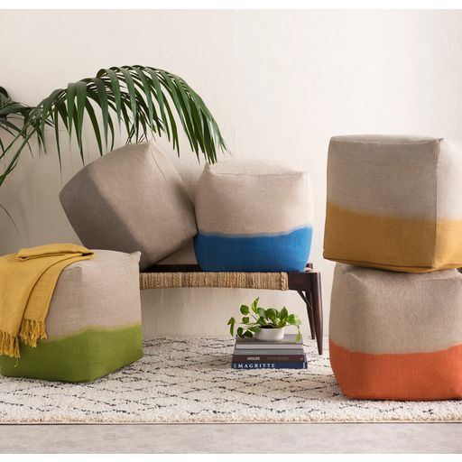 Surya Dip Dyed Gold Linen Ottoman-1