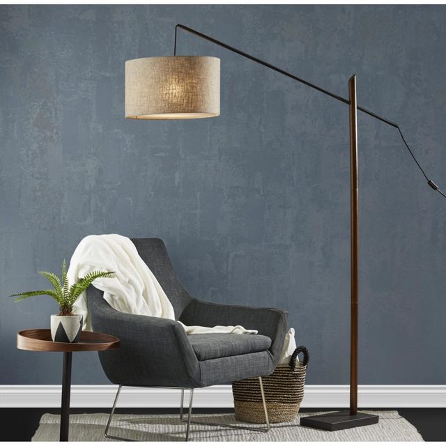 Adesso® Ethan Black And Walnut Arc Lamp-3