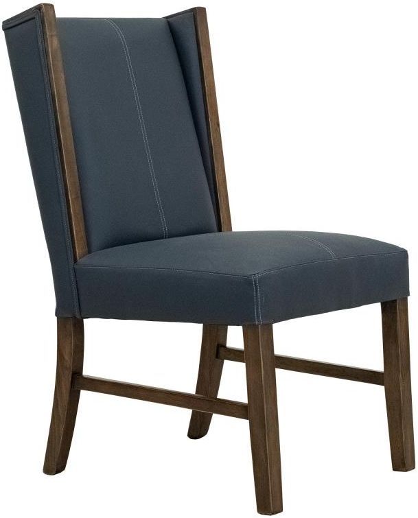 International Furniture Direct Forge Blue/Chocolate Brown Leather Dining Side Chair-0