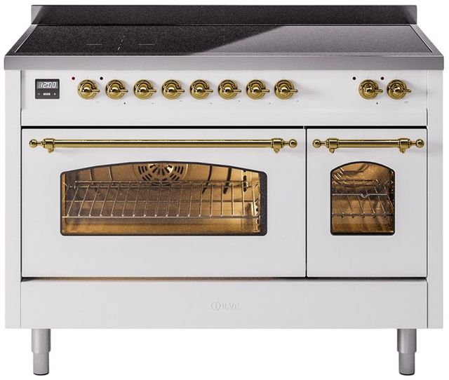 Ilve® Nostalgie II Series 48" White Pro Style Induction Range-0