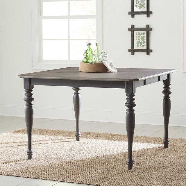 Liberty Furniture Ocean Weathered Pine Gathering Table with Isle Slate Turned Legs-5