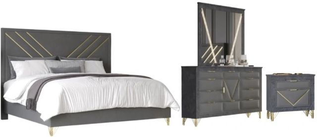 New Classic® Home Furnishings Symmetry 4-Piece Charcoal Gray Eastern King Bedroom Set-0