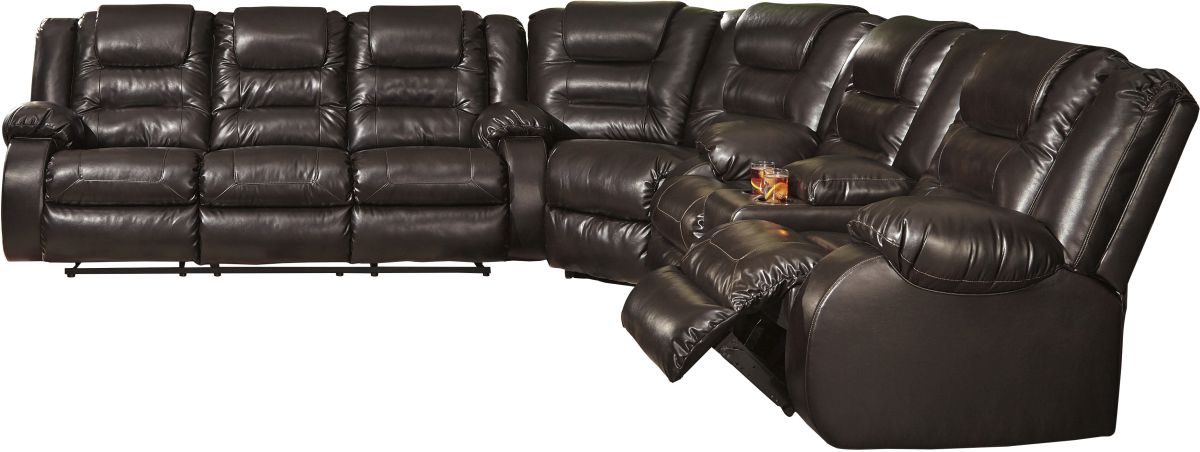 Signature Design by Ashley Vacherie 3 Piece Chocolate Reclining Sectional Sides Furniture Bedding Dora AL