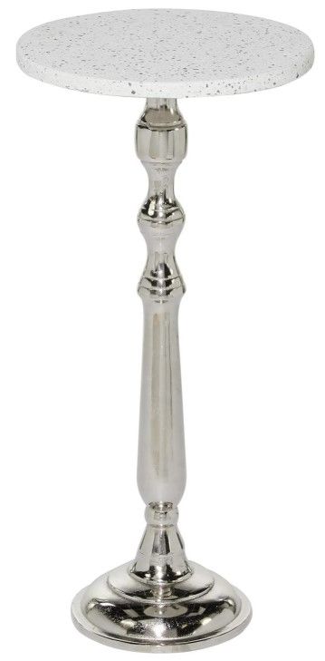 Deco Marche White Side Table with Silver Base-0