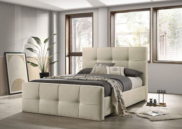 Furniture of America® Merced Ivory Queen Panel Bed-2