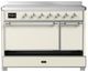 Ilve® Majestic III 48" Antique White Pro Style Induction Range with Solid Door and Chrome Trim-2