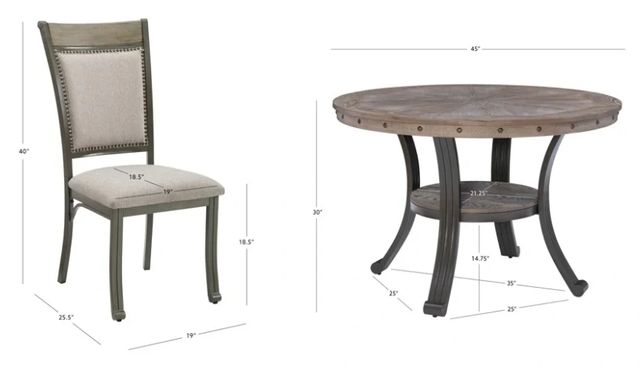 Powell® Franklin 5-Piece Pewter Gray/Taupe Dining Set-2