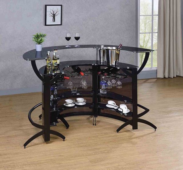 Coaster® Dallas Smoked/Black 3-Bottle Wine Rack Bar Unit-7