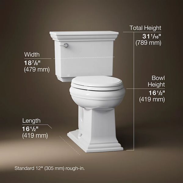 KOHLER® Memoirs® Stately White 2-Piece Chair-Height Elongated Toilet, 1.6 Gpf-4