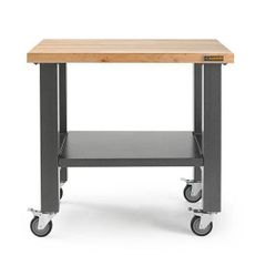 Gladiator® Wooden Top and Hammered Granite 3' Wide Mobile Workstation