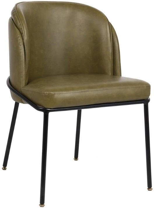 Meridian Furniture Jagger Olive/Matte Black Vegan Leather Dining Side Chair-0