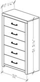 Perdue Woodworks 65,000 Essential Brown/Gray 32" 5-Drawer Chest-2