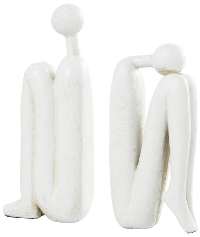 Deco Marche 2-Piece White Polystone People Decorative Bookends Set-1