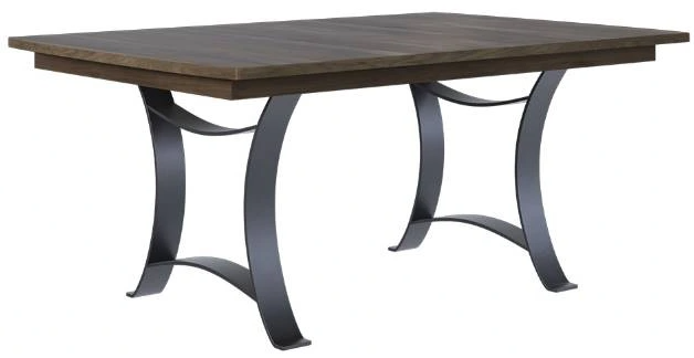 Country View Woodworking Customizable Aurora Sap Cherry Top 48" Dining Table with 4-Leaves and Metal Base