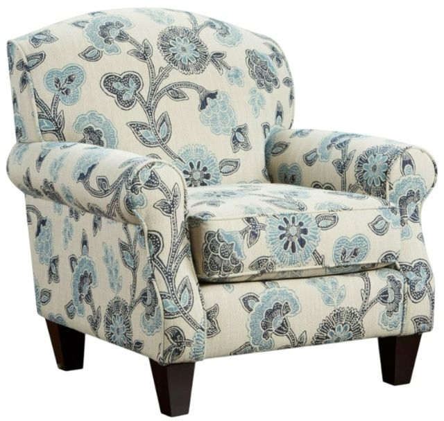 Fusion Furniture Catalina Linen Maya Indigo Black/Blue/White Accent Chair-0