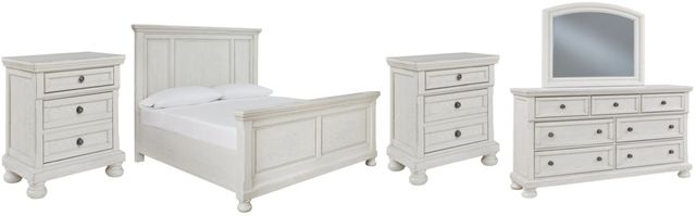 Signature Design by Ashley® Robbinsdale 4-Piece Antique White Queen Panel Bed Set-0